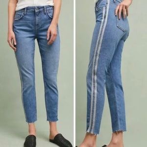 Pilcro Silver Stripe Raw Hem Jeans 32 NWOT